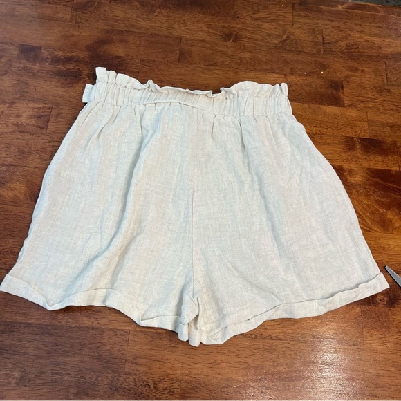 Allie Rose Cotton Linen ruffle tie waist shorts size medium - Picture 6 of 7